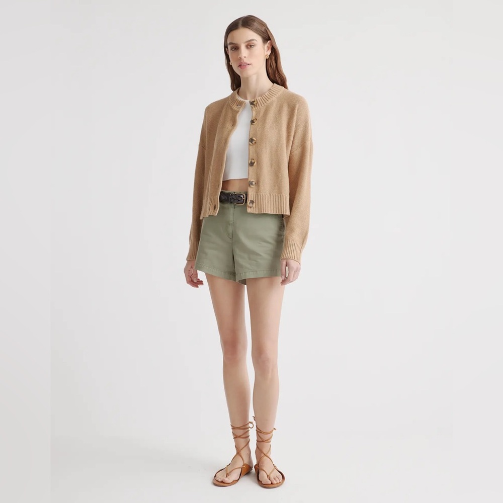 Quince Organic Stretch Cotton Chino Shorts in Olive New with tags